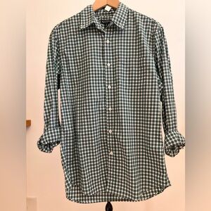 J. Crew Green and White Checkered Button Down Shirt